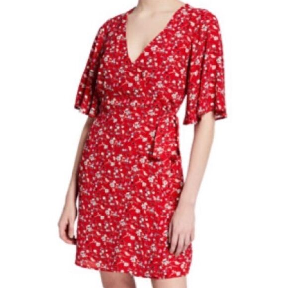 NEW Sanctuary Girl On Fire Faux Wrap
Red all over Floral Print Dress - Large / L - Picture 3 of 11